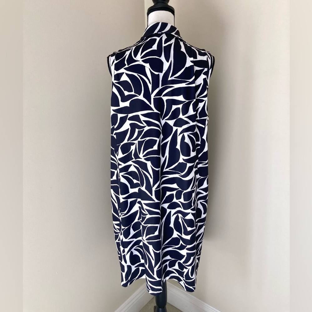 Chico's Black & White Abstract Leaf Print Sleeveless Polo Dress Size XL - Picture 7 of 10